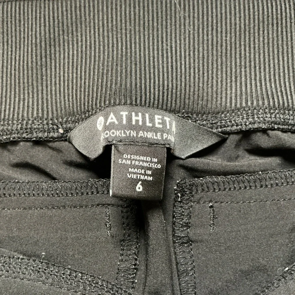 Athleta Brooklyn Ankle Pants Women Size 6 Black Ribbed Side Travel Excellent - Picture 6 of 8